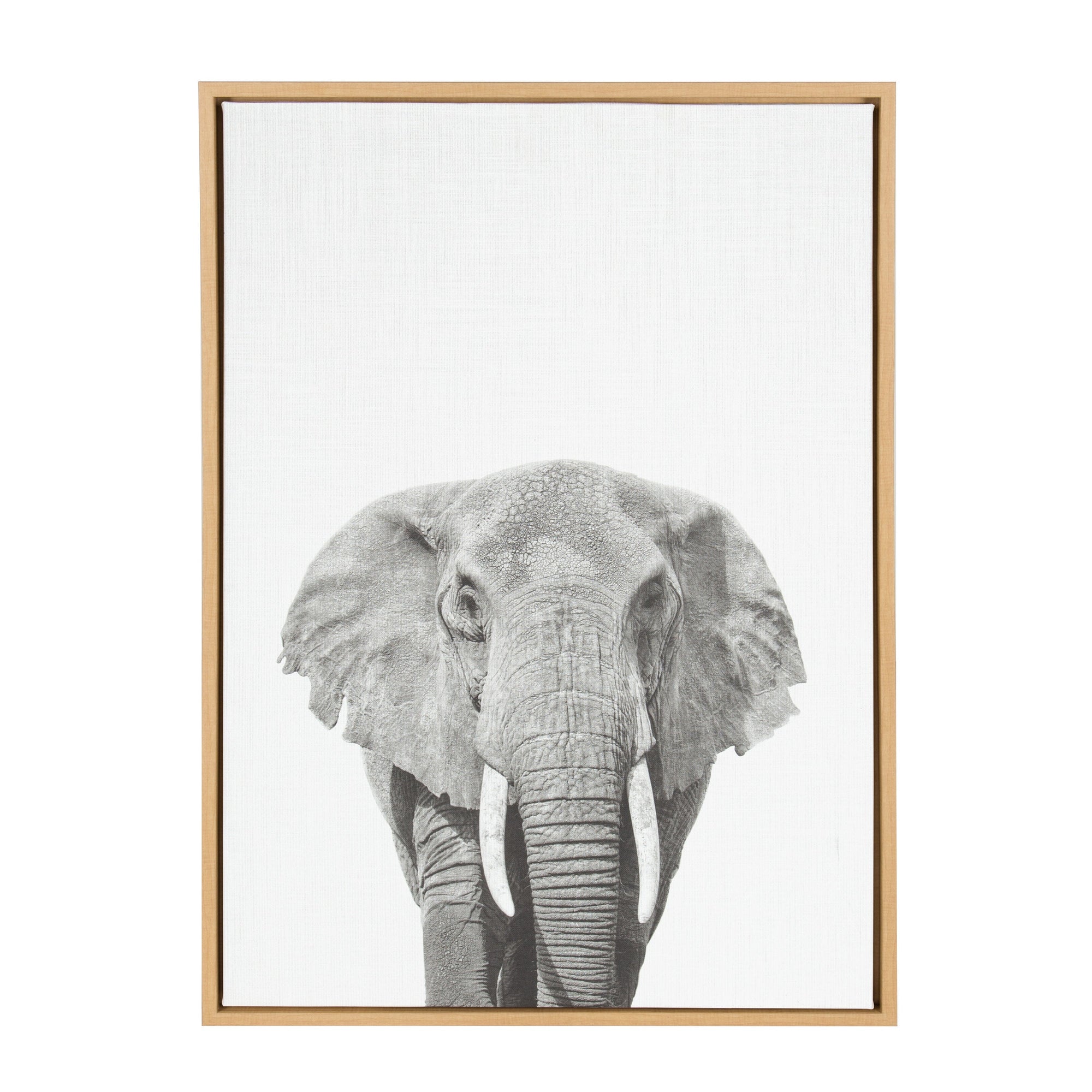 Sylvie Elephant framed canvas art by Simon Te showing an elephant with pastel colors in a modern polystyrene frame