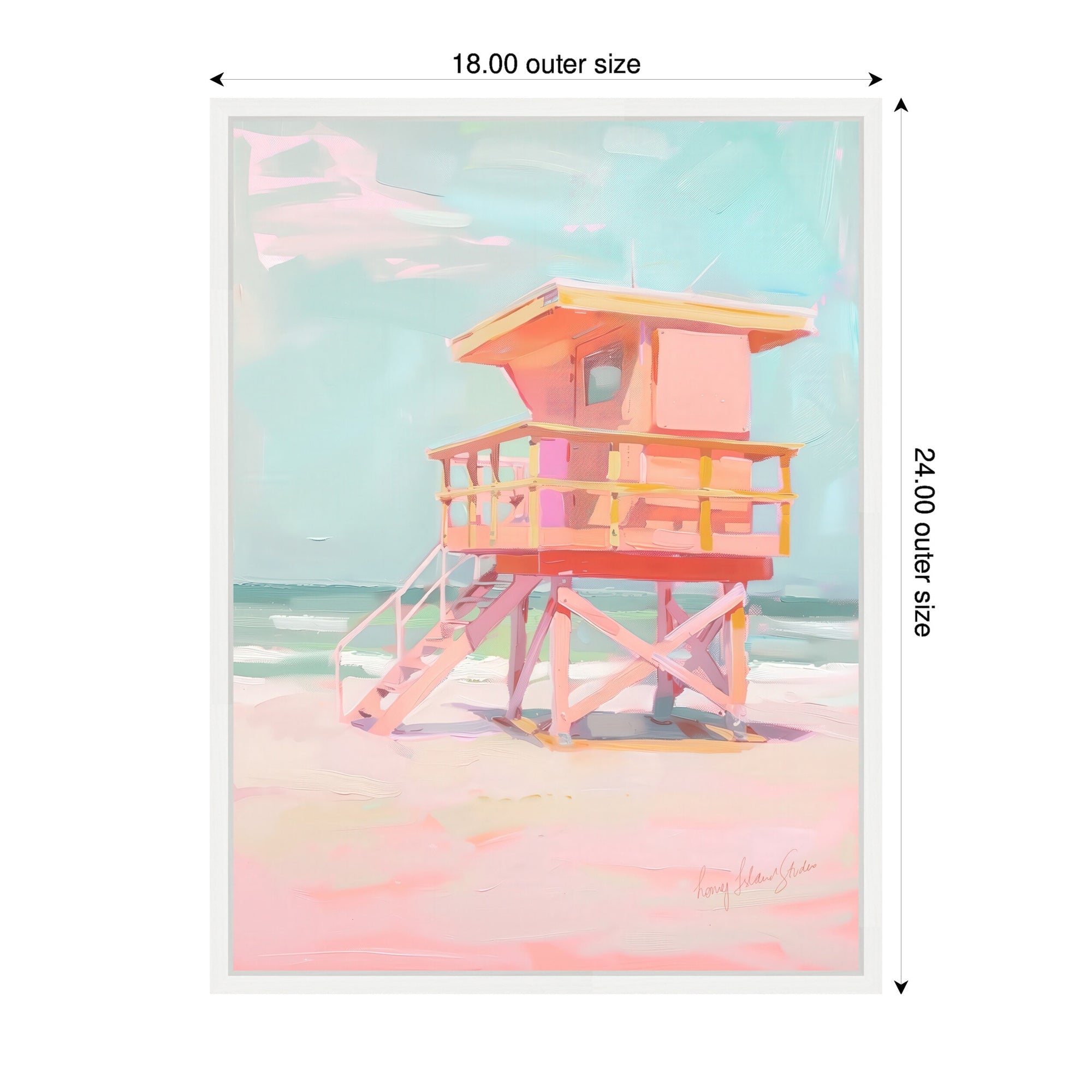 Sylvie Beach Lifeguard Tower Pastels Framed Canvas by Honey Island Studio