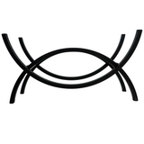 Black 3 ft Crescent Metal Firewood Rack for indoor or outdoor use