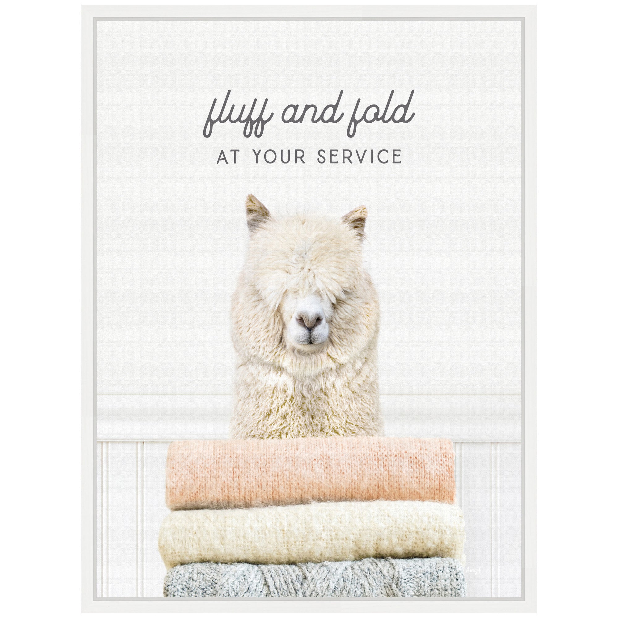Sylvie Alpaca Fluff and Fold Framed Canvas by Amy Peterson