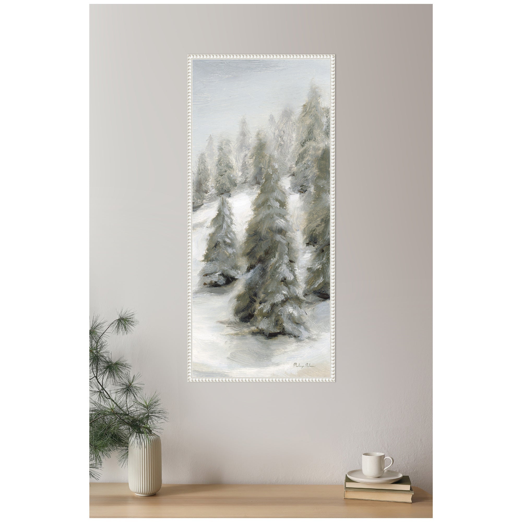 Sylvie Beaded Evergreen Hills Framed Canvas by Mackenzie Nelson