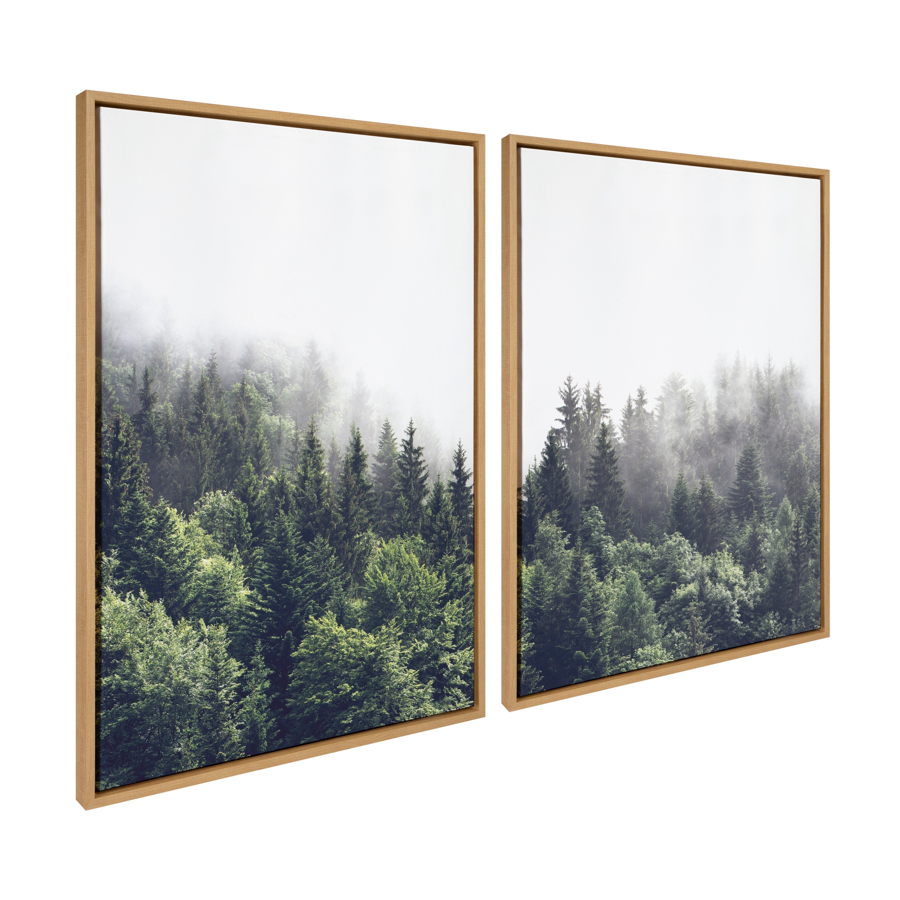Sylvie Lush Green Forest on a Foggy Day Framed Canvas Set by The