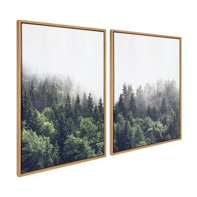 Sylvie Lush Green Forest on a Foggy Day Framed Canvas Set by The