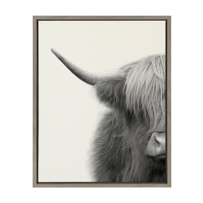 Sylvie Hey Dude Highland Cow Crop Framed Canvas by The Creative Bunch