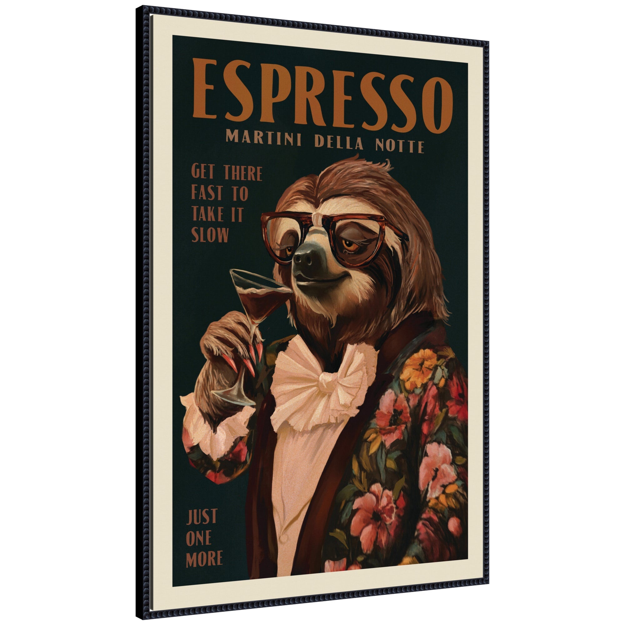 WG Espresso Sloth by The Whiskey Ginger Framed Canvas Wall Art Print