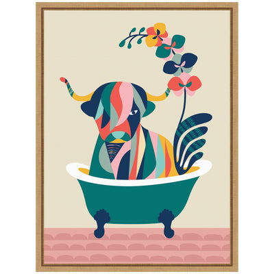 Sylvie MCM Cow in Bathtub Framed Canvas by Rachel Lee