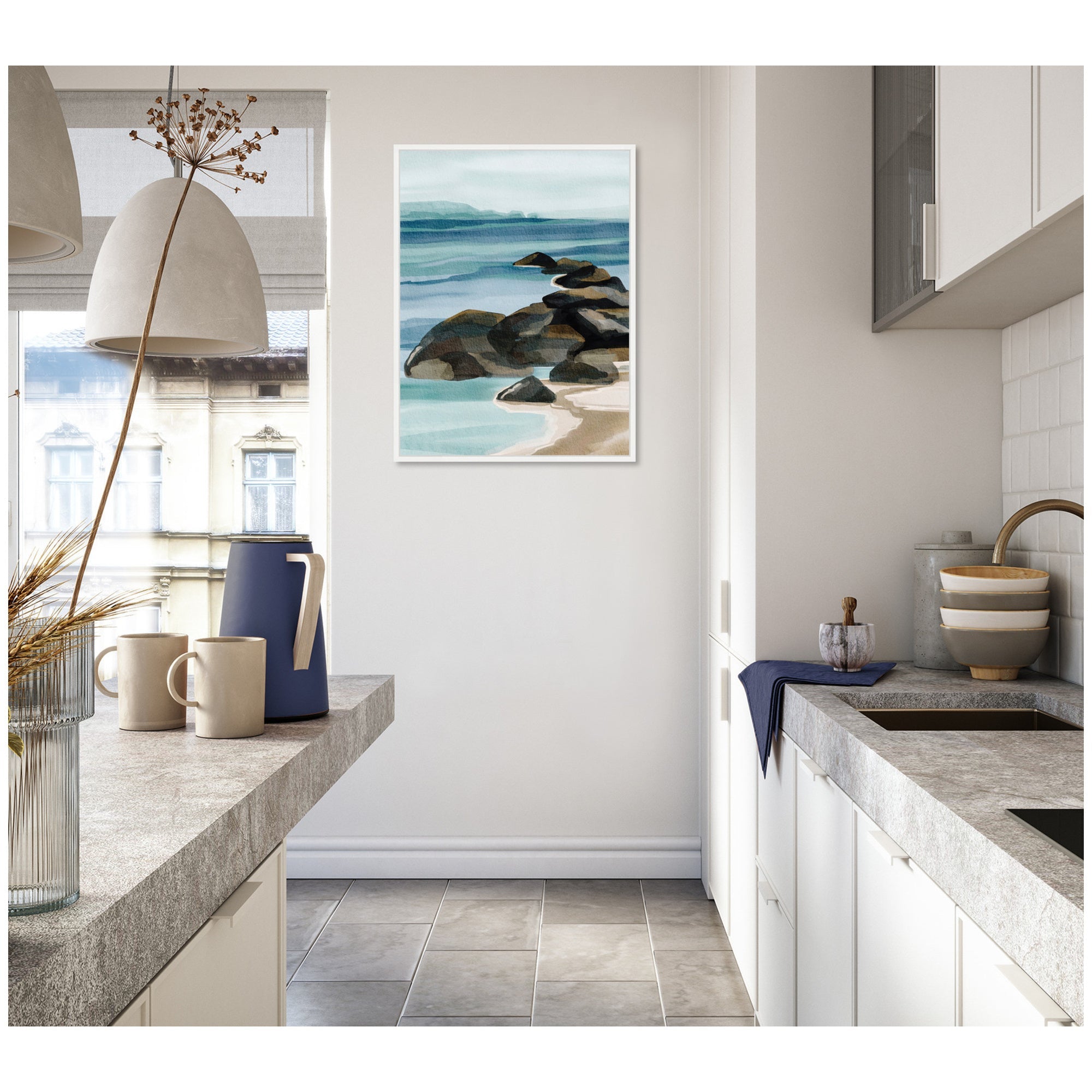 Sylvie Ocean Breeze ll Framed Canvas by Nikita Jariwala