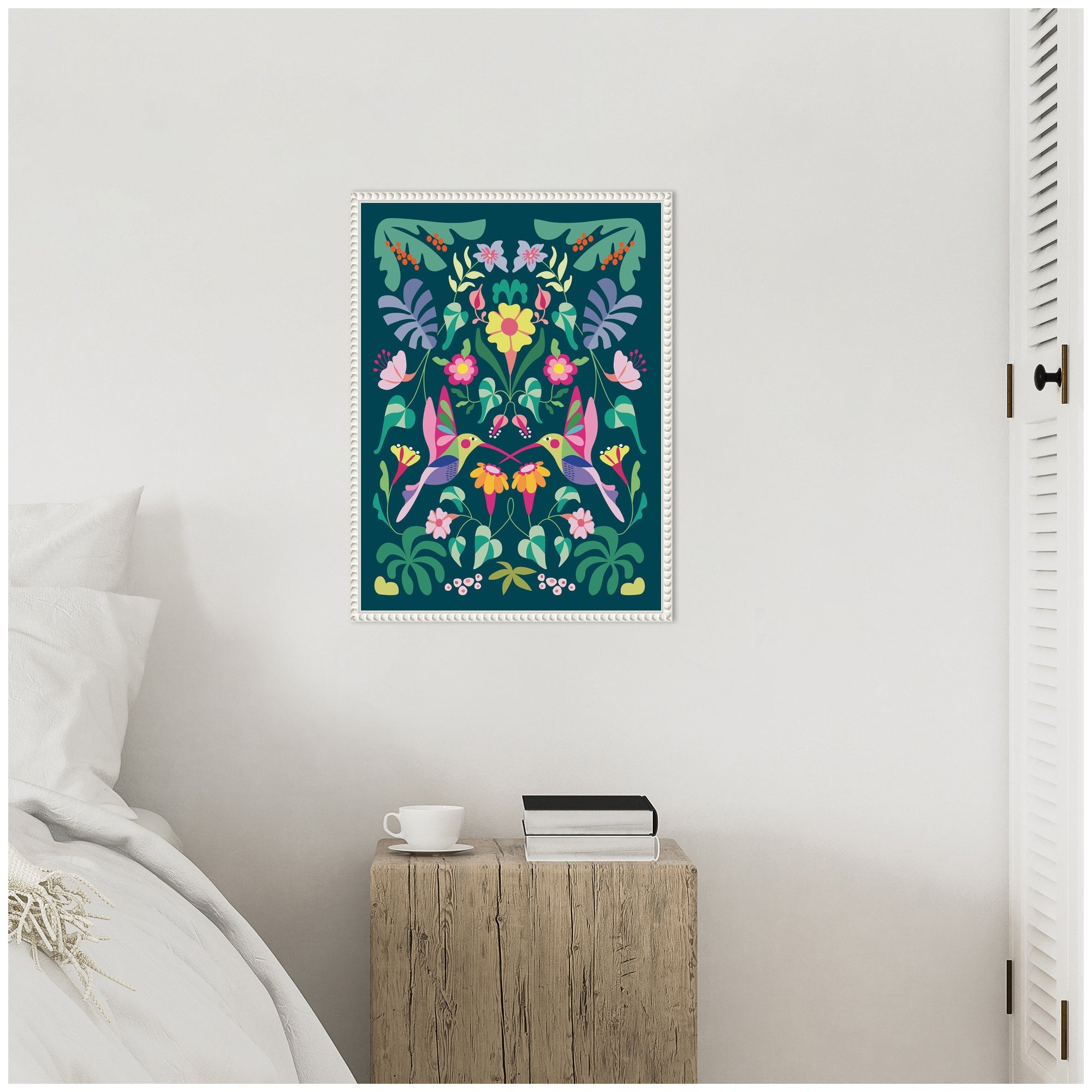 Sylvie Tropical Hummingbirds Framed Canvas by Rachel Lee