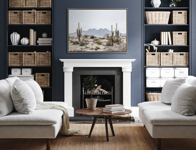 Sylvie Tall Saguaro Cacti Desert Mountain Framed Canvas by kateandlaurel - product image 18 for Resin Society