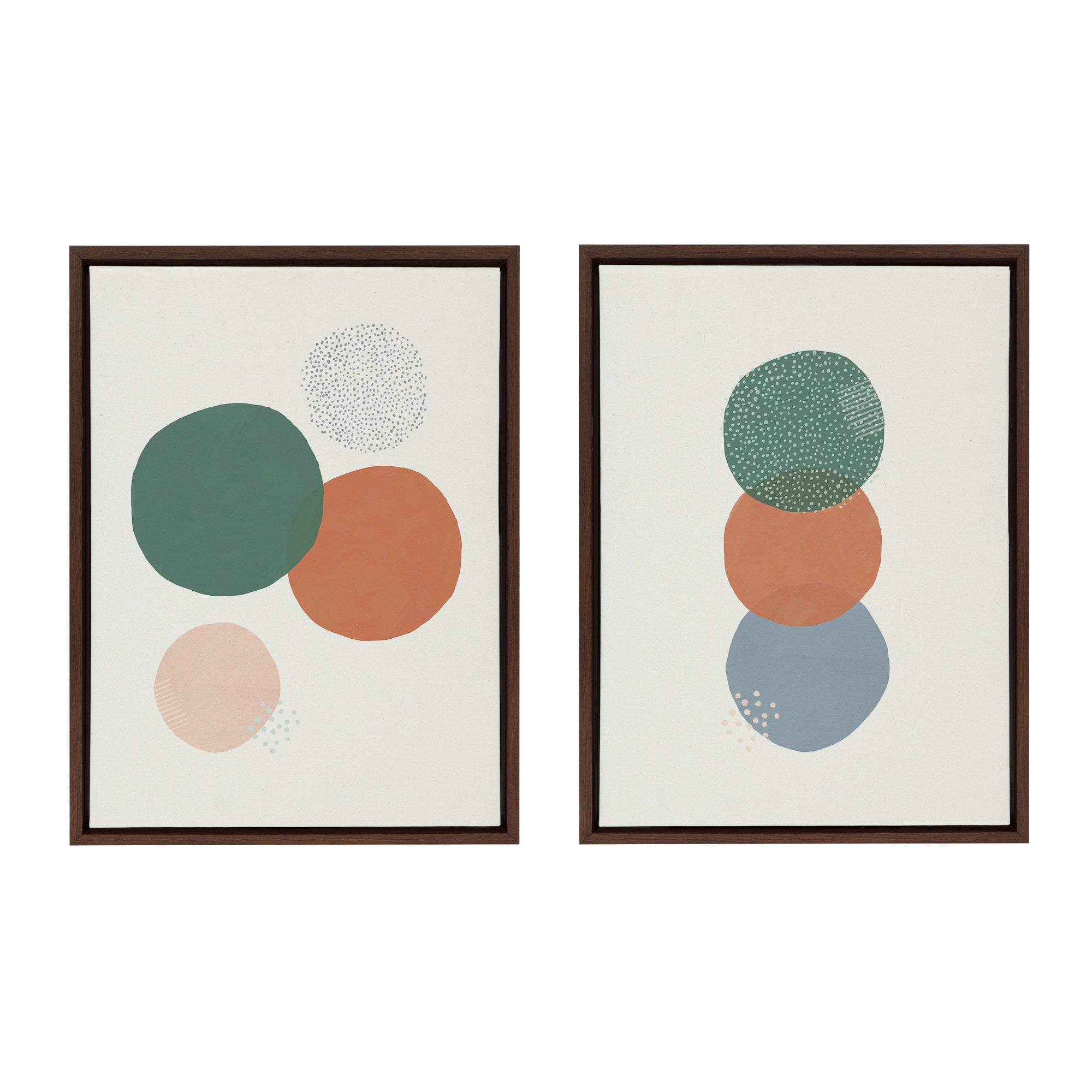 Sylvie Abstract Soft Circles Part 1 and 2 Framed Canvas Set by by kateandlaurel - main product image for Resin Society