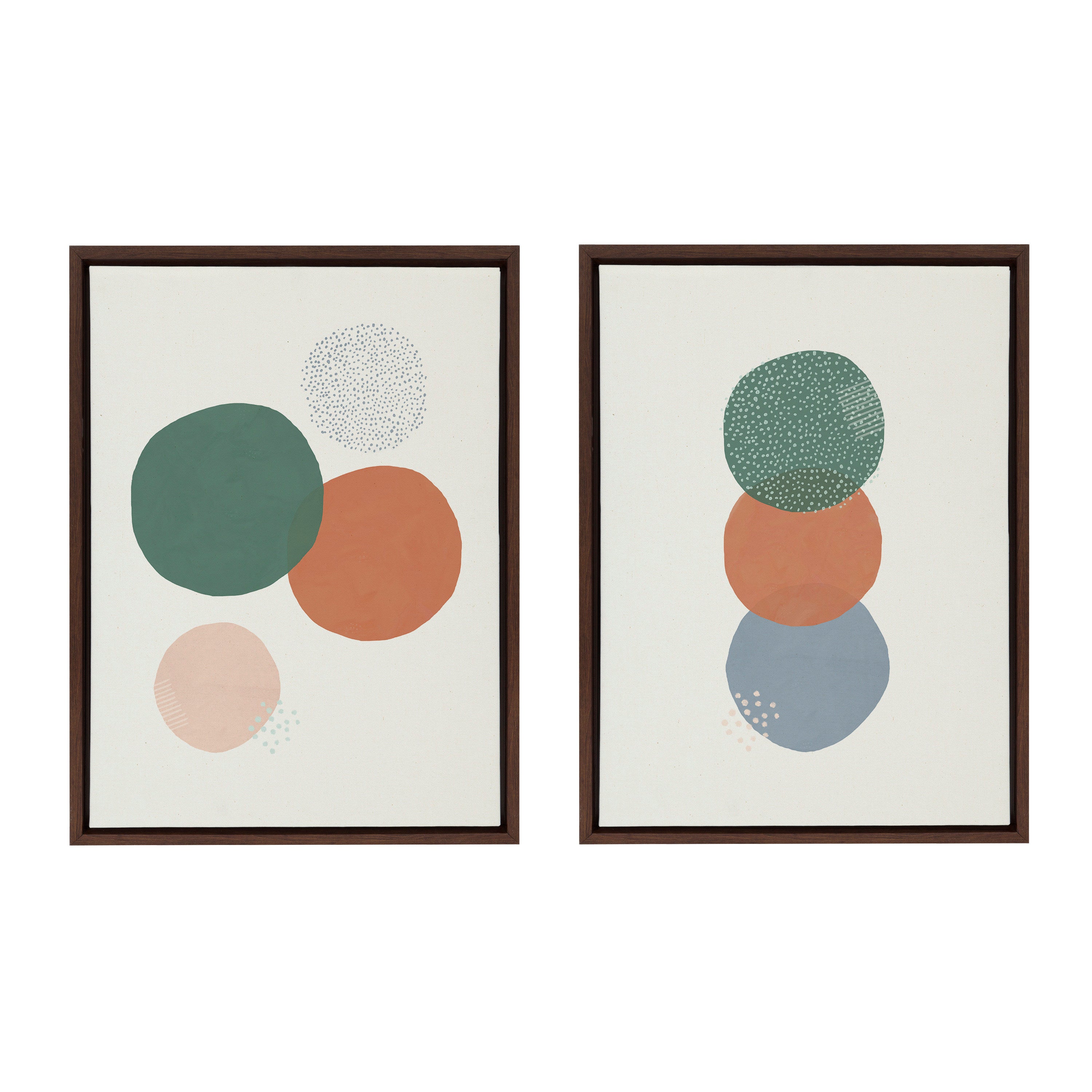 Sylvie Abstract Soft Circles Part 1 and 2 Framed Canvas Set by by kateandlaurel - main product image for Resin Society
