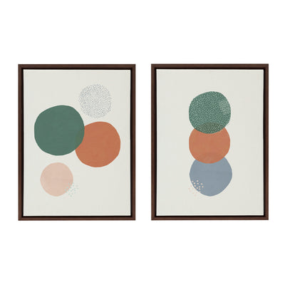 Sylvie Abstract Soft Circles Part 1 and 2 Framed Canvas Set by by kateandlaurel - main product image for Resin Society