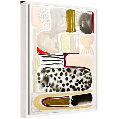 Framed canvas wall art titled Sylvie Abstract 03 showing abstract shapes in warm and cool tones
