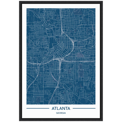 Sylvie Atlanta Map Regal Blue Framed Canvas by Jake Goossen