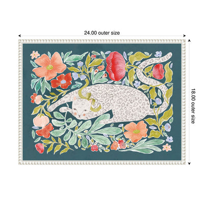 JL Floral Cat by Jill Labieniec Framed Canvas Wall Art Print