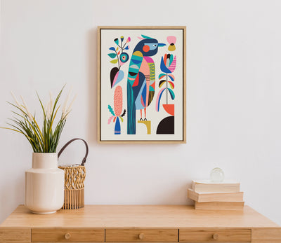 Sylvie Mid Century Modern Kookaburra Framed Canvas