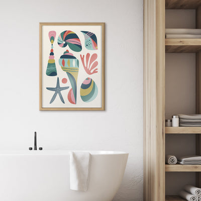 Blake Modern Colorful Seashells Framed Printed Glass by kateandlaurel - product image 6 for Resin Society