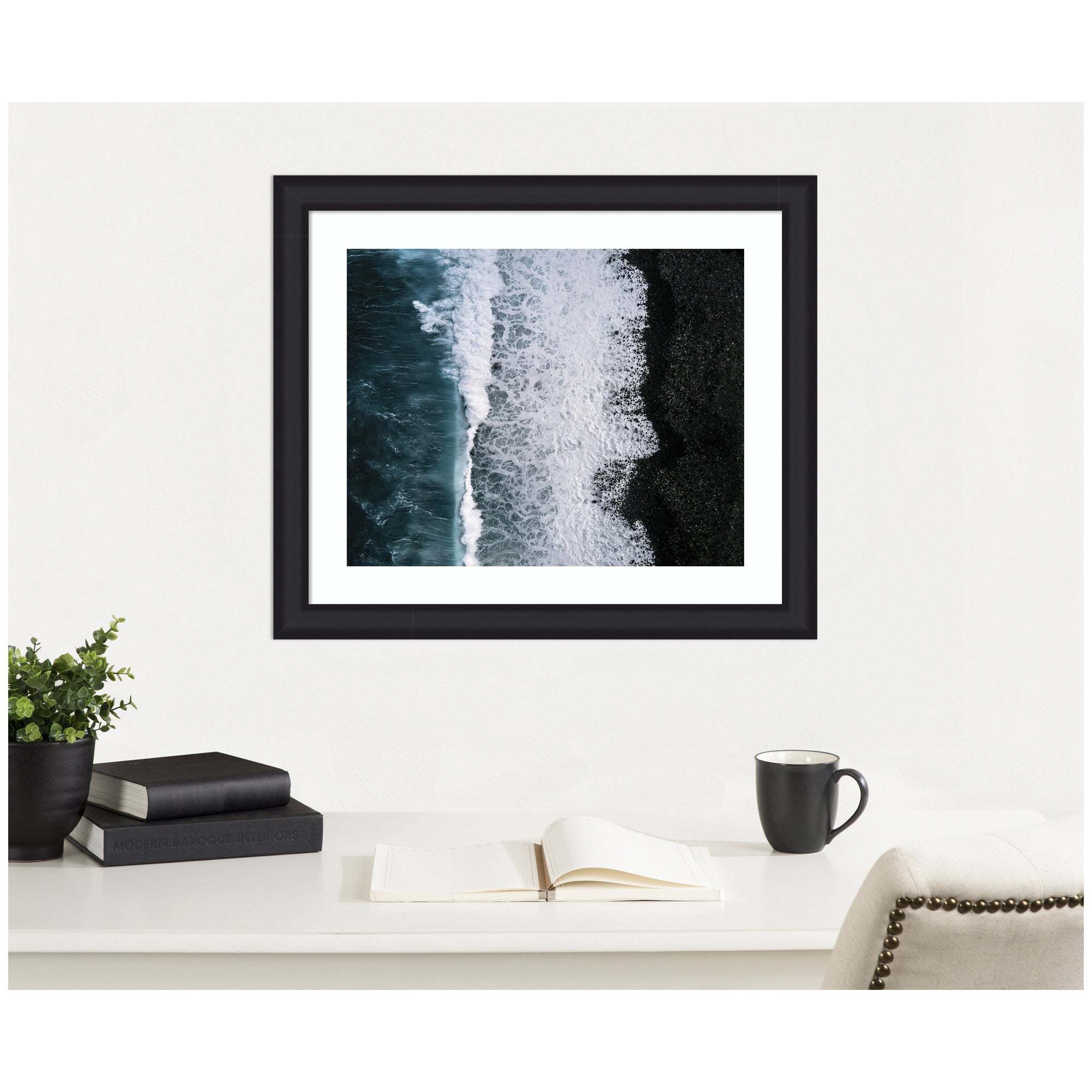 Framed Art Ocean Waves on the Black Beach in Iceland by Michael Schauer
