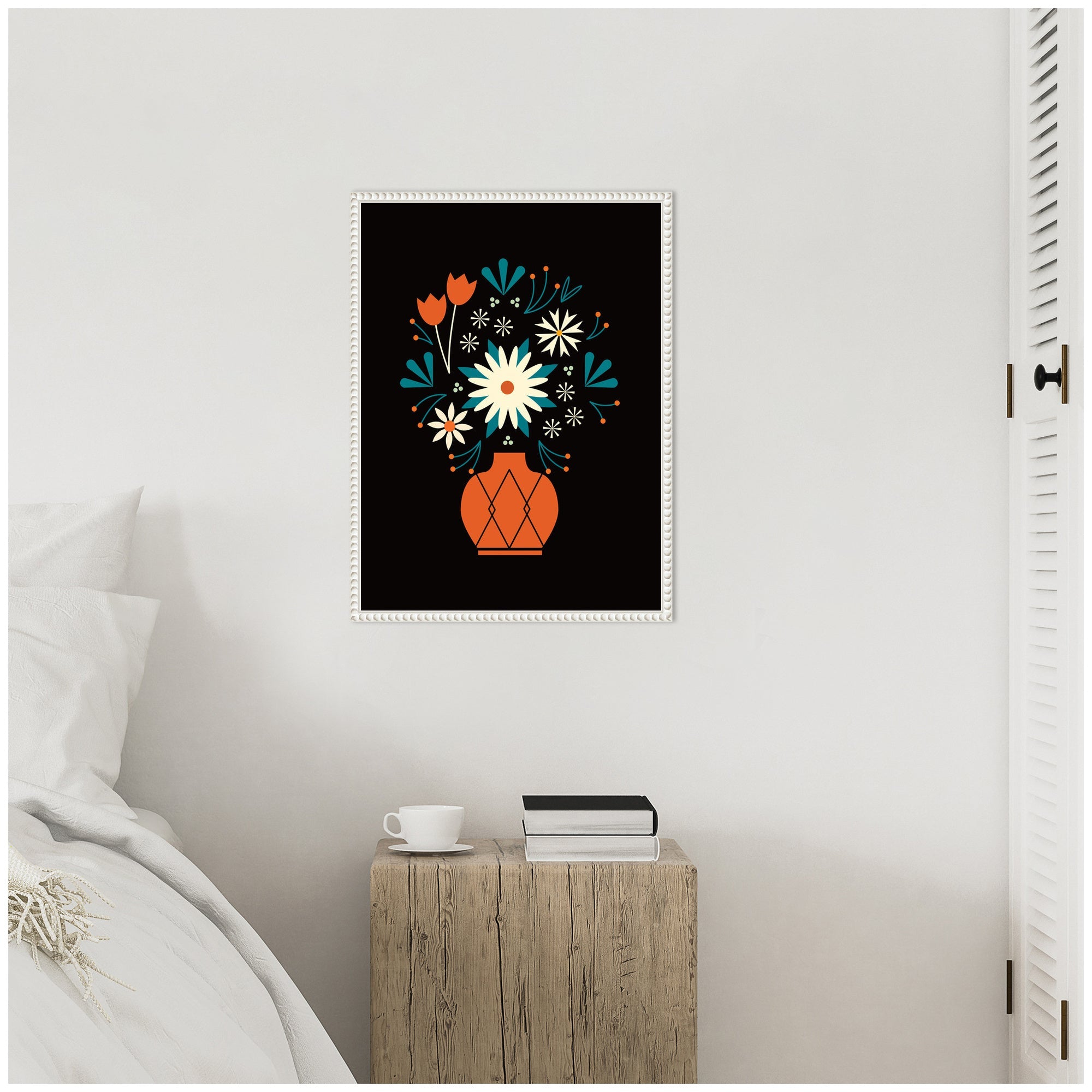 Sylvie Floral Red Vase Framed Canvas by Amber Leaders
