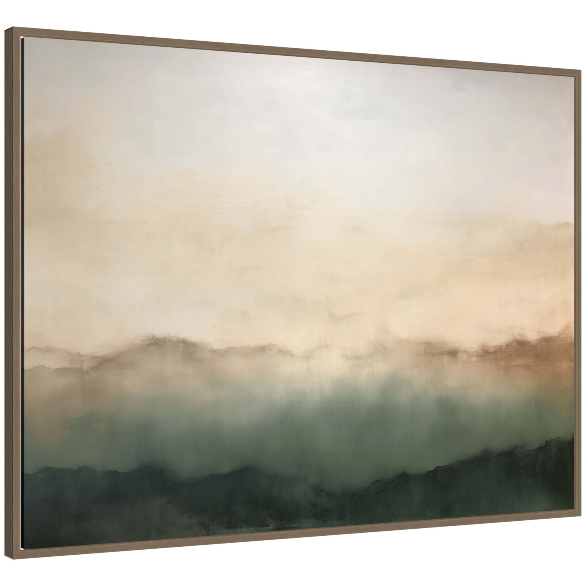 Sylvie Green Mountain Abstract I Horizontal framed canvas art with green mountain landscape and abstract elements by Amy Lighthall