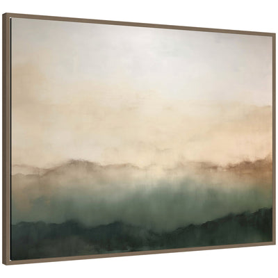 Sylvie Green Mountain Abstract I Horizontal framed canvas art with green mountain landscape and abstract elements by Amy Lighthall