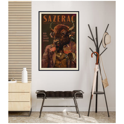 WG Sazerac Bison Buffalo by The Whiskey Ginger Framed Canvas Wall Art Print