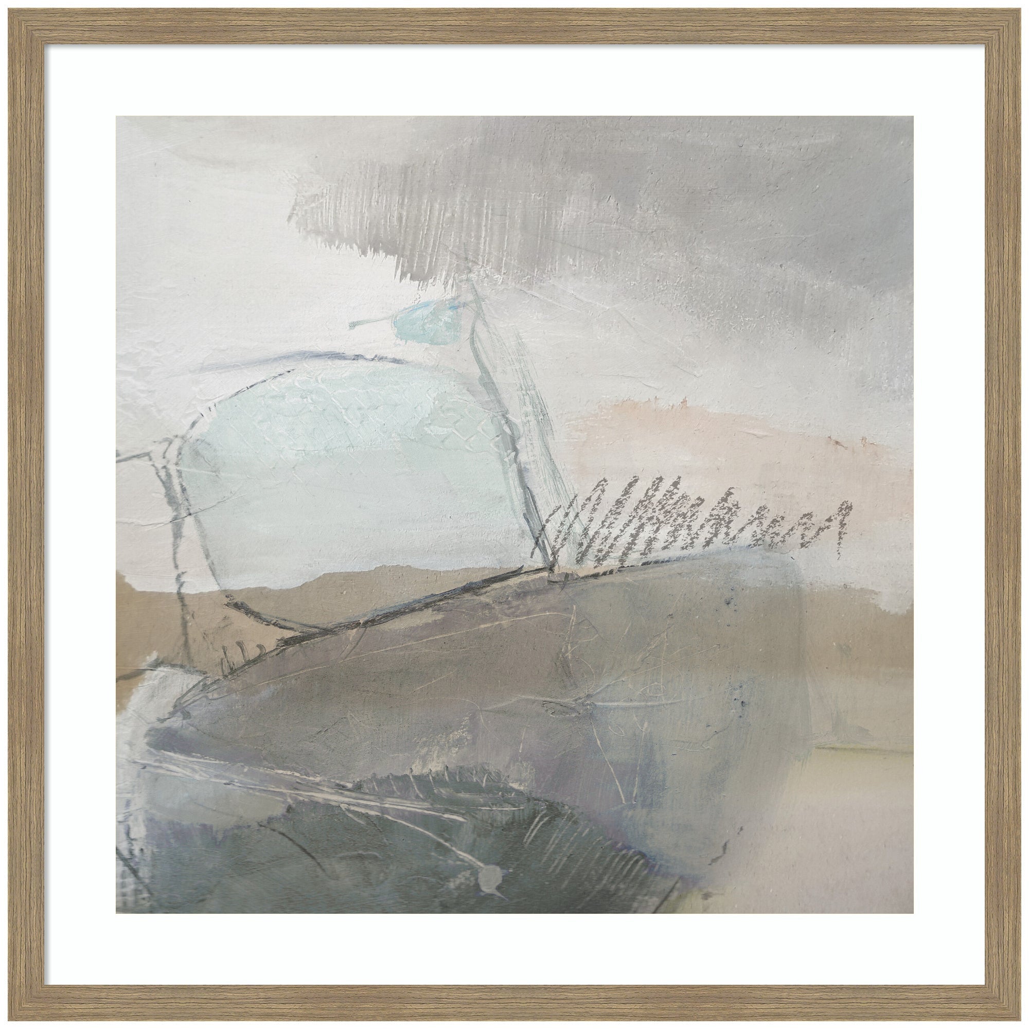 NC Wild Abstract by Nikki Chu framed in woodgrain mocha molding, 34x34 inch square abstract print behind clear gallery acrylic