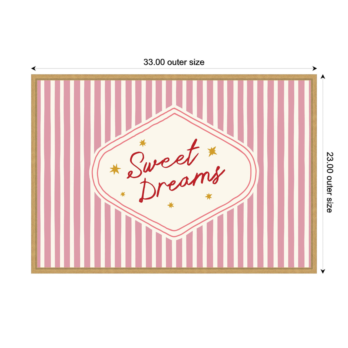 Sweet Dreams Retro Typography Pink and Red Stripe Framed Canvas Wall Art Print