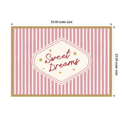 Sweet Dreams Retro Typography Pink and Red Stripe Framed Canvas Wall Art Print