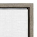 Close-up of a light brown wooden frame corner surrounding white textured canvas fabric with visible horizontal and vertical weave.