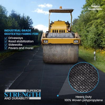 Commercial grade woven geotextile fabric roll for driveway and road stabilization