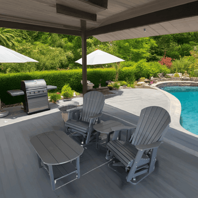 4 pc Glider Adirondack Chair and Table Set by Dutch Country Patio, LLC - product image 3 for Resin Society