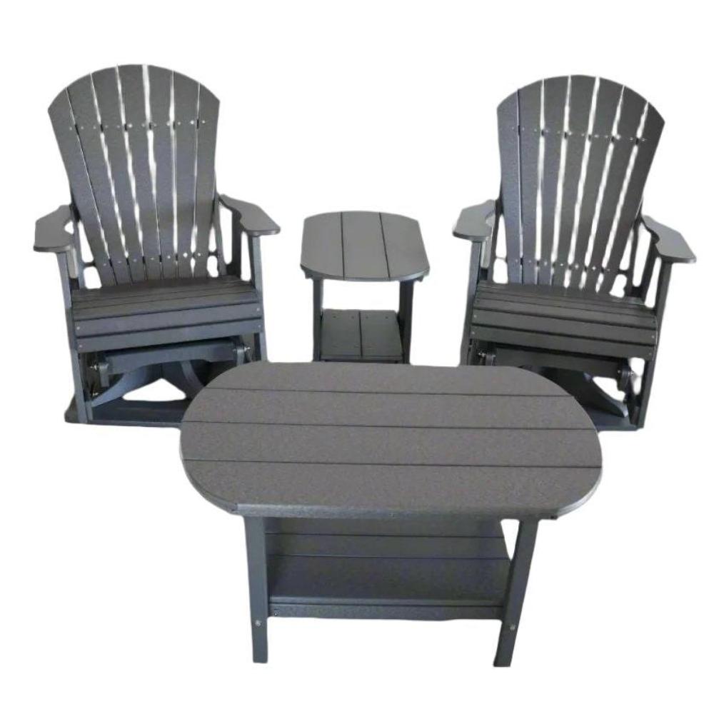 4 pc Glider Adirondack Chair and Table Set by Dutch Country Patio, LLC - main product image for Resin Society