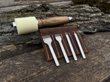4-piece diamond style leather pricking iron set with leather nylon hammer and leather sheath