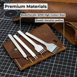 4-piece diamond style leather pricking iron set with 1, 2, 4, and 6 prongs by Sharky Forged Steel Tools