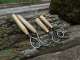 4-piece hand-forged wood carving knife set with ash handles and leather cases