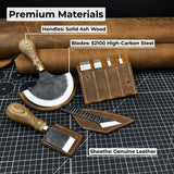 4-piece leatherworking tool set with leather sheaths by Sharky Forged Steel Tools