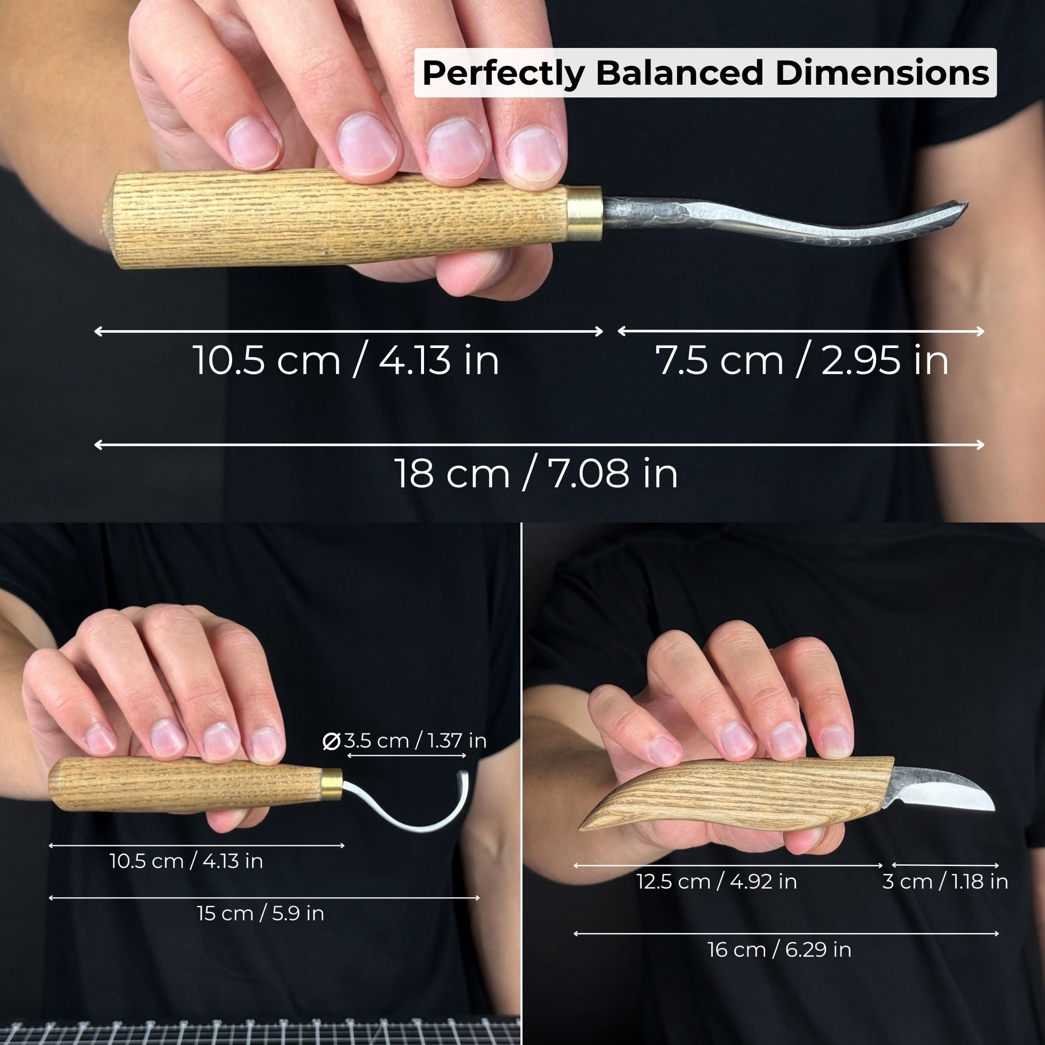 4-piece spoon carving tool set with sharpening board and leather case by Sharky Forged Steel Tools