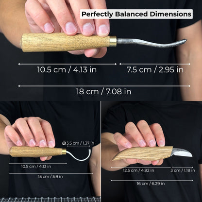 4-piece spoon carving tool set with sharpening board and leather case by Sharky Forged Steel Tools