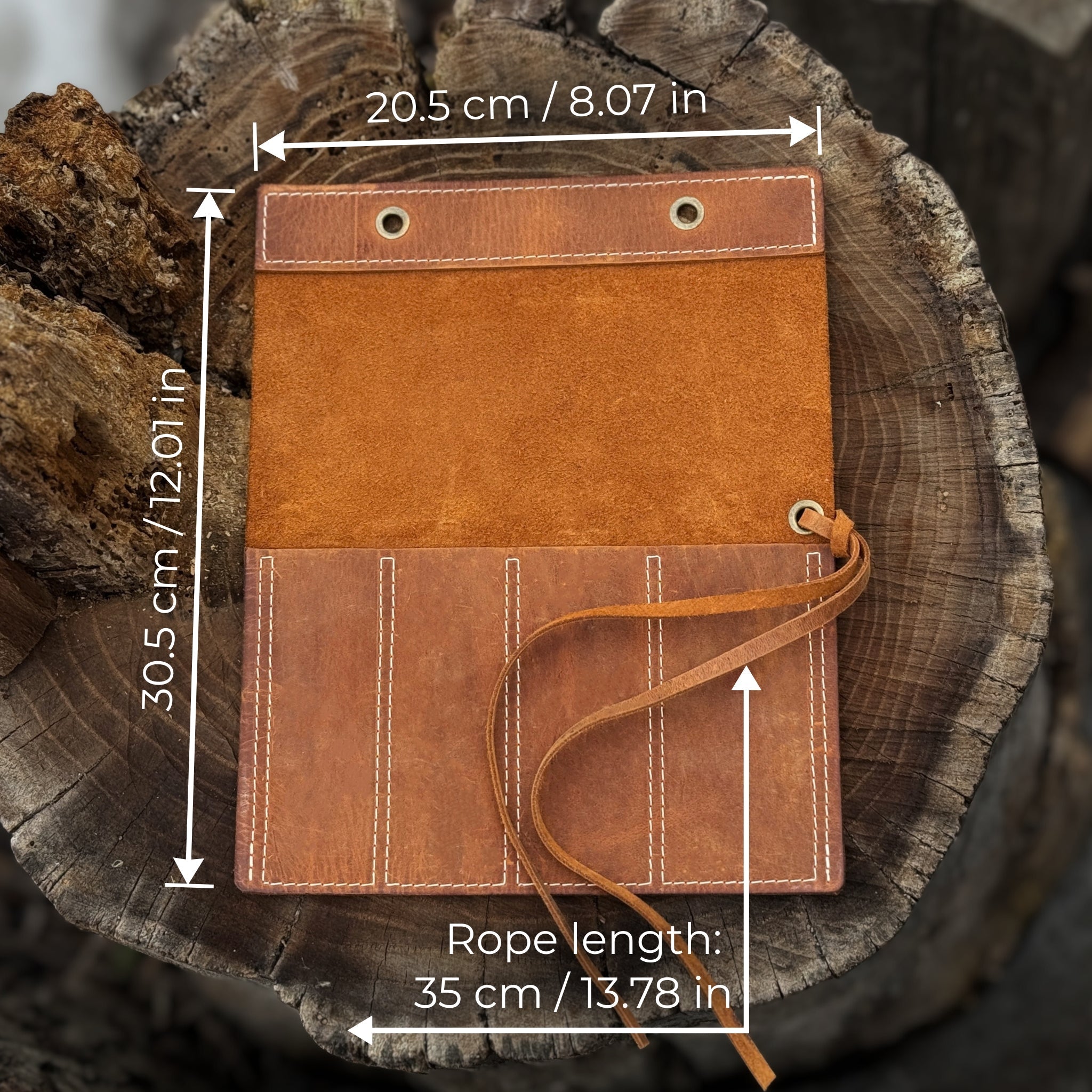 Handmade 4 Pocket Leather Chisel Roll by Sharky Forged Steel Tools