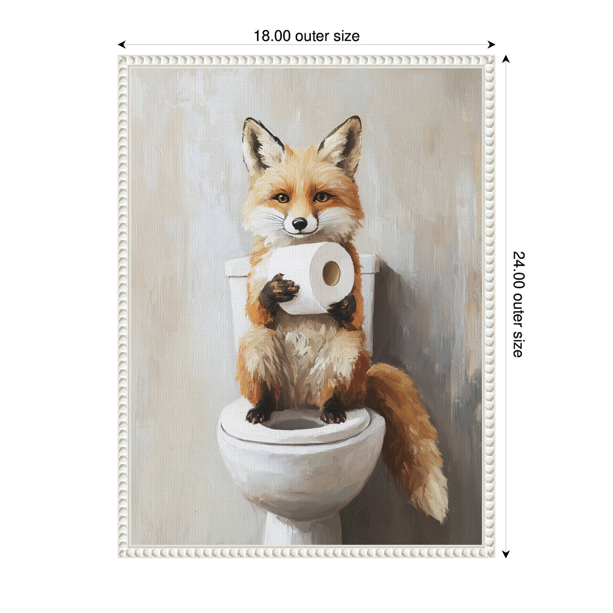 Sylvie Cute Fox Toilet Paper Roll Toilet Bathroom Art Framed Canvas