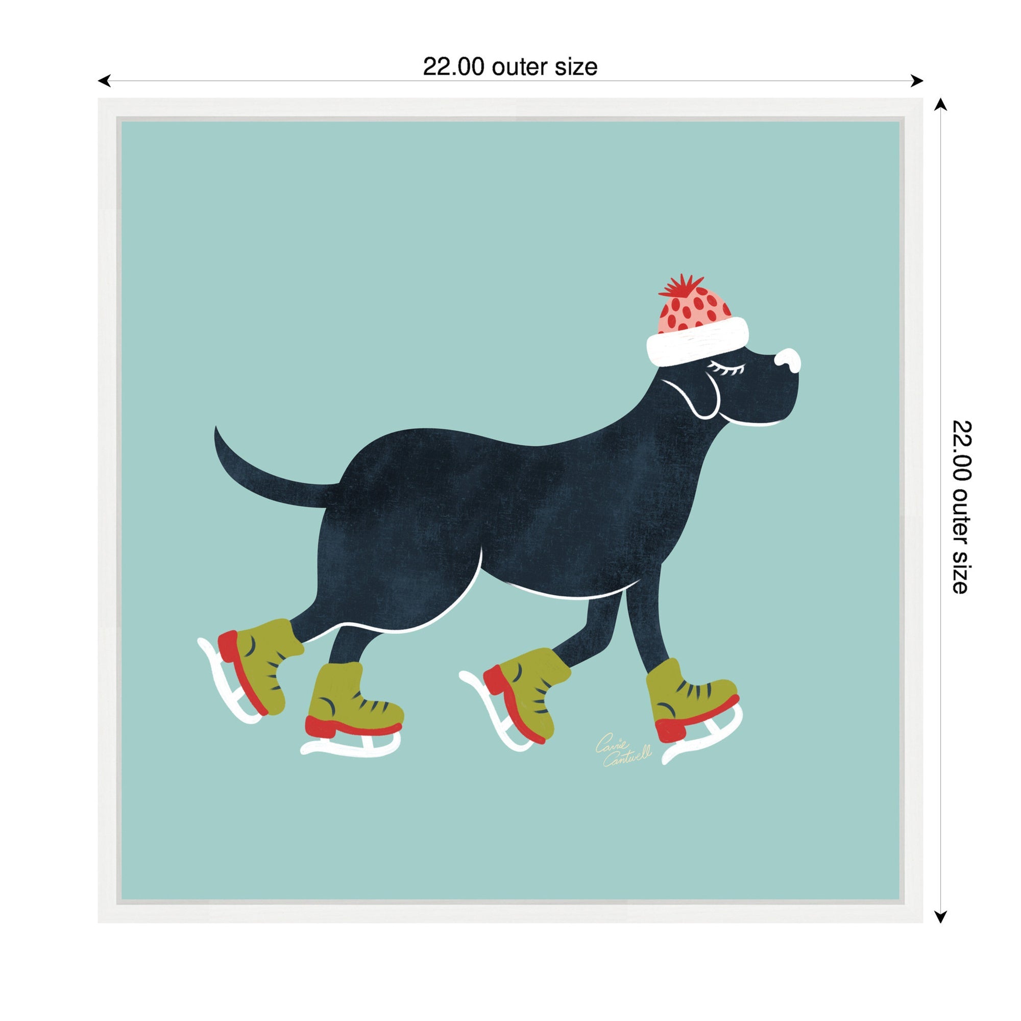 Sylvie Framed Canvas Cute Christmas Black Labrador Retriever by Carrie Cantwell