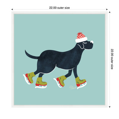 Sylvie Framed Canvas Cute Christmas Black Labrador Retriever by Carrie Cantwell