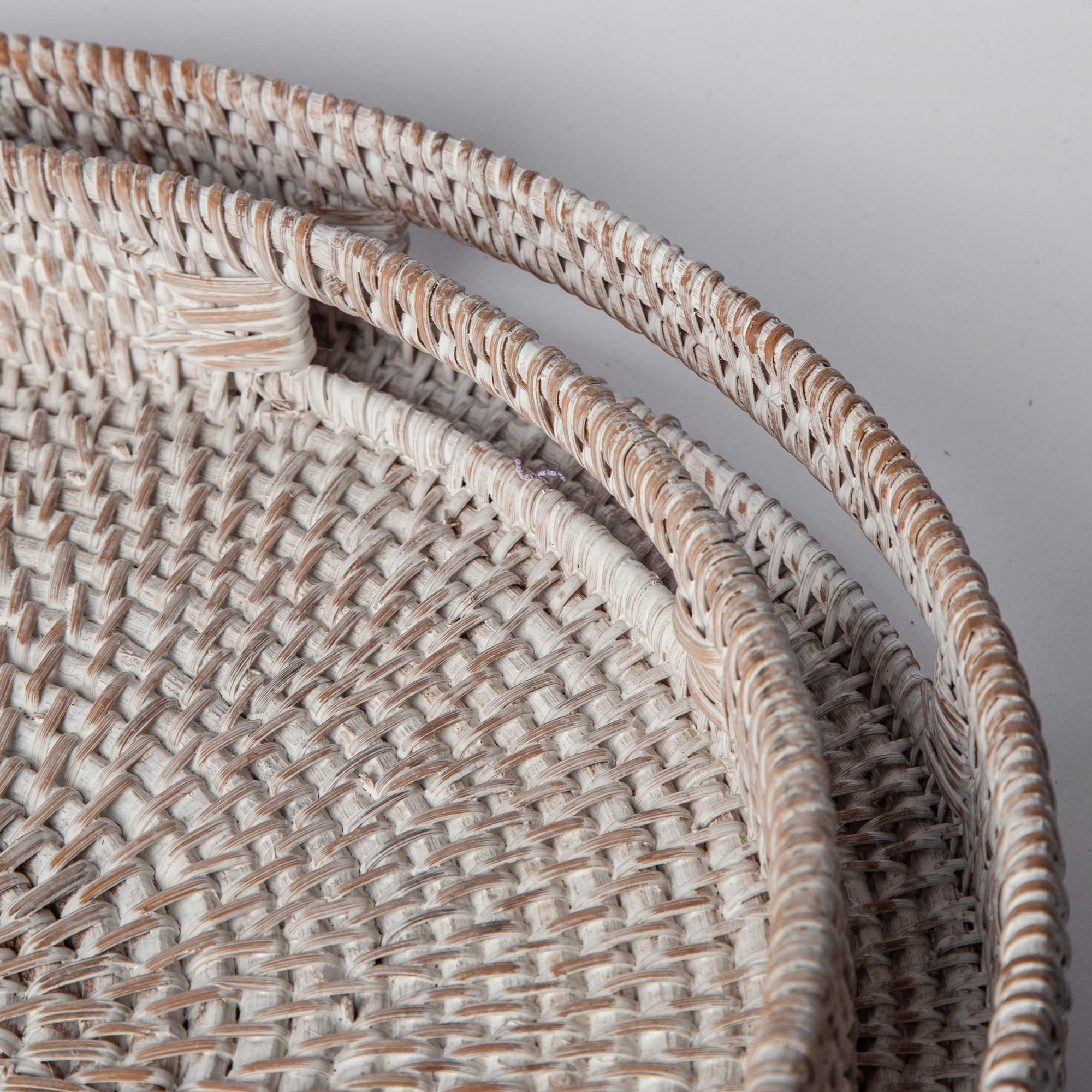 404 Round Rattan Tray — Decorative White Woven Tray by Porto Boutique - product image 3 for Resin Society