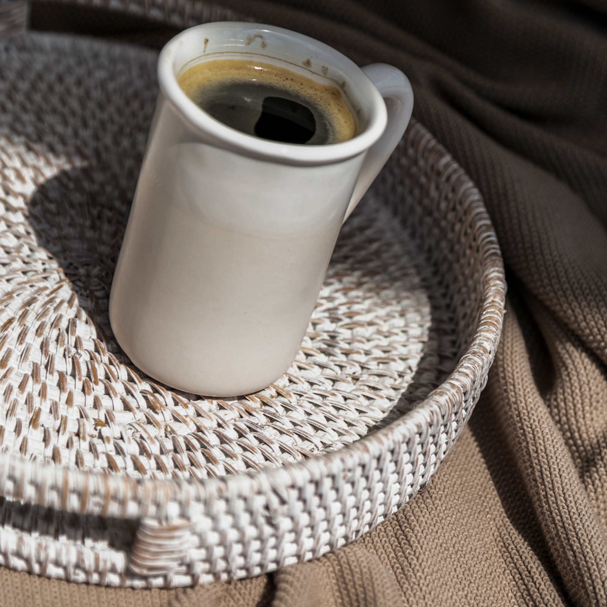 404 Round Rattan Tray — Decorative White Woven Tray by Porto Boutique - product image 7 for Resin Society