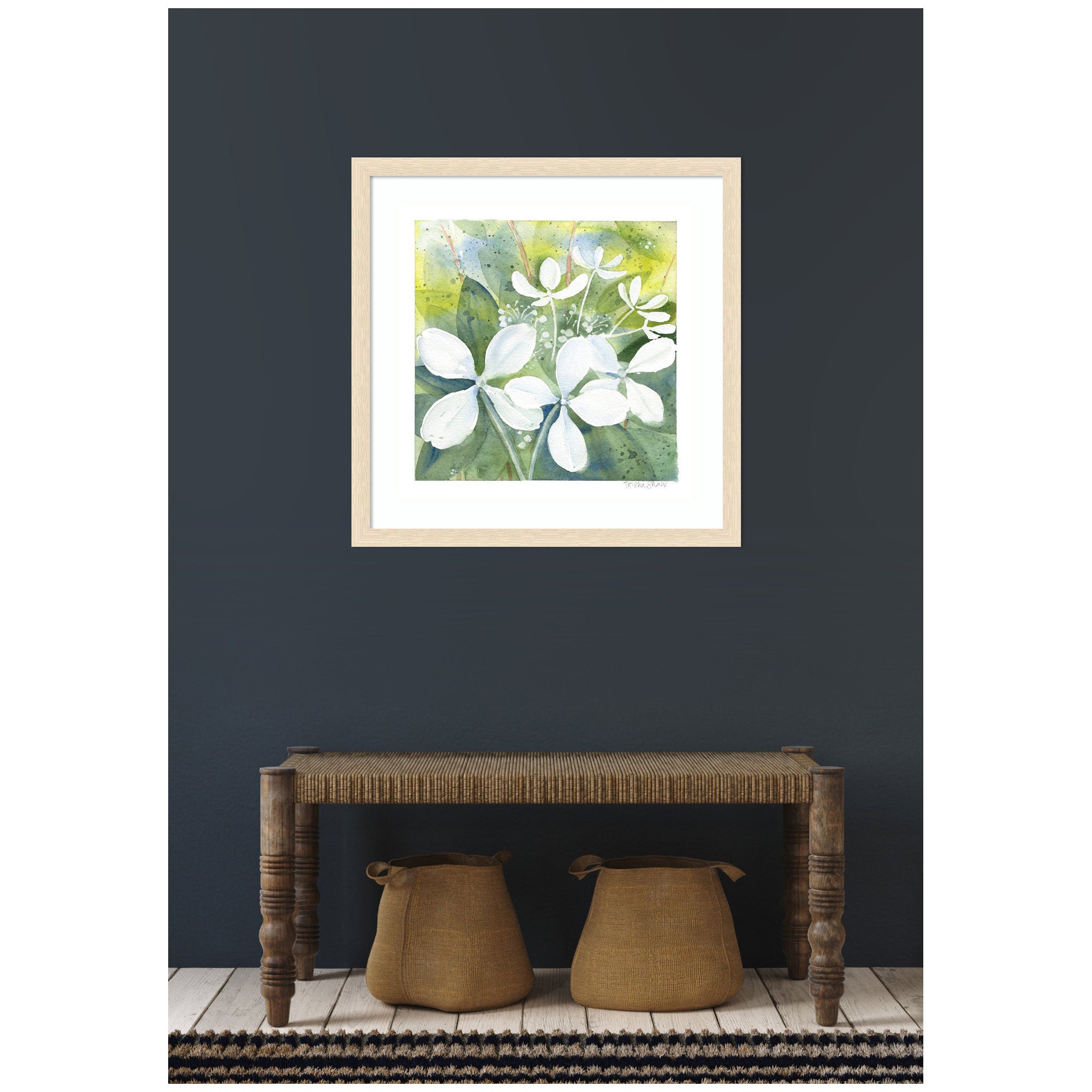 Framed Art White Phantom Hydrangea in Greens by Patricia Shaw