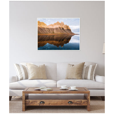 Sylvie Mountain Reflection in Iceland during Sunset Framed Canvas by Michael Schauer