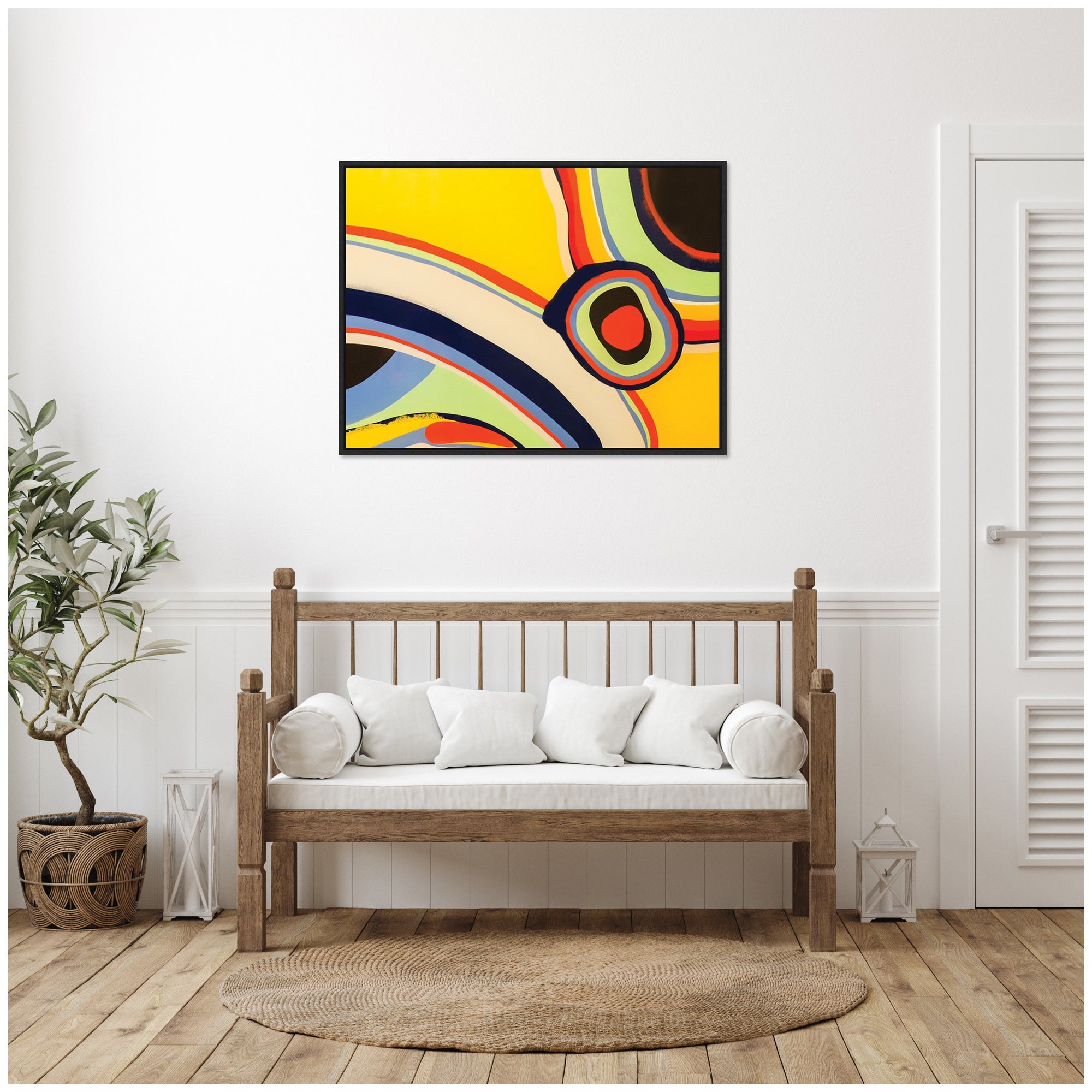 Sylvie Retro Bright Abstract True Color 2 Framed Canvas by Grant Mahr