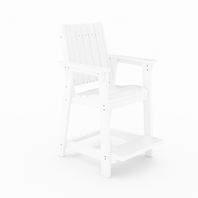 SoPoly Callaway Counter-Height Outdoor Dining Chair in Black, side and front views