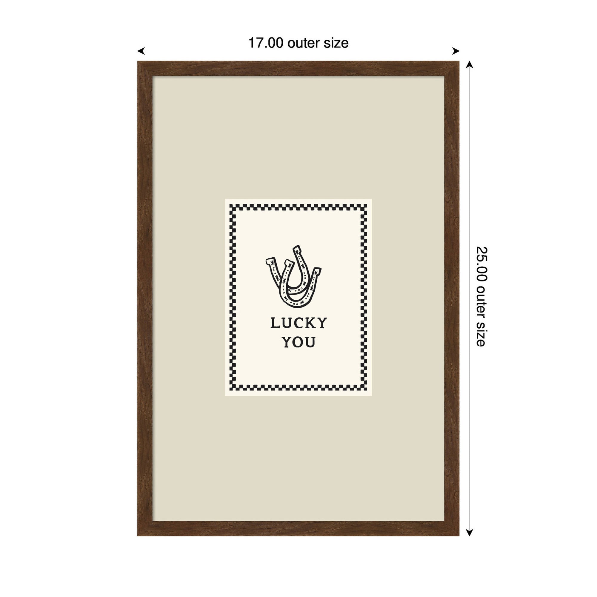 Lucky You Checkerboard Print, Hand Drawn Western Horseshoe Art, Cool Wall Art Motivational Poster II by Lucky Guava Framed Wall Art Print